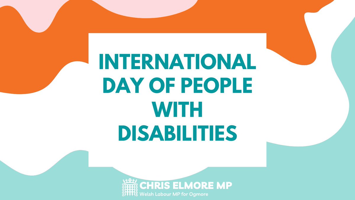 CPJElmore's tweet photo. This International Day of People with Disabilities I renew my pledge to the people of #Ogmore to do all I can to secure equality at the heart of our laws.
We cannot rest until everyone with a disability has the chance to fulfil their potential. #IDPwP https://t.co/deFZzHuwns