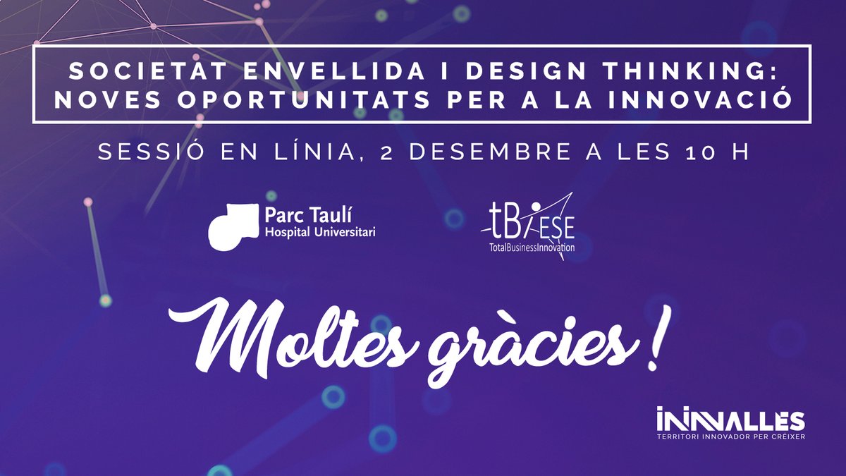 Donem per finalitzada la sessió en línia 'Societat envellida i Design Thinking'. Moltes gràcies, <a href="/mariagarrido82/">Maria Garrido</a> i Joaquim, per la vostra col·laboració, i gràcies a totes les persones assistents! 

Ben aviat, podreu veure la gravació de la jornada completa a la nostra pàgina web.