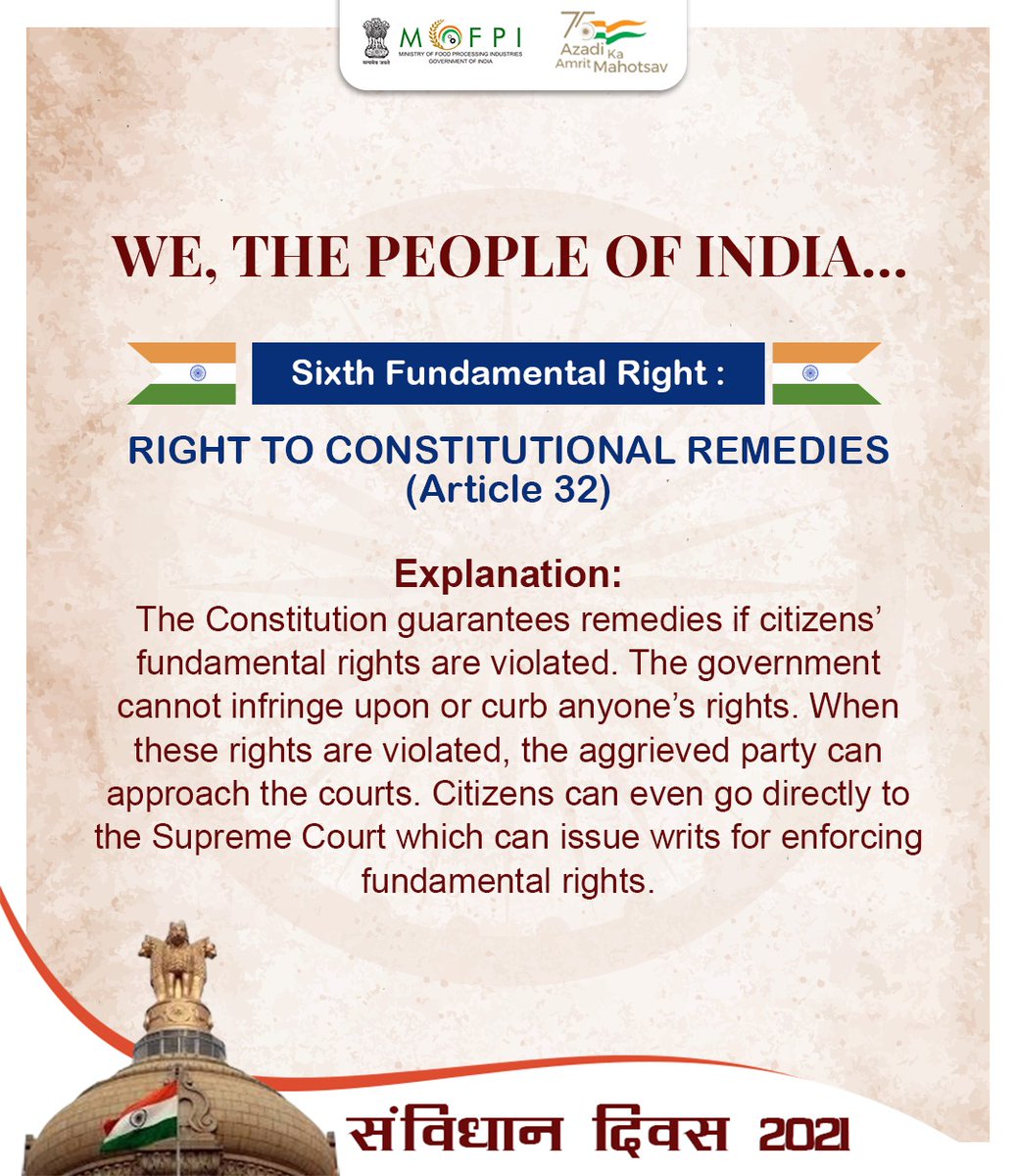 Article 32 is considered the most important article of the Constitution as it provides that the right to get Fundamental Rights protected is itself a fundamental right and the Supreme Court is designated as the protector of these rights by the Constitution.
#ConstitutionOfIndia