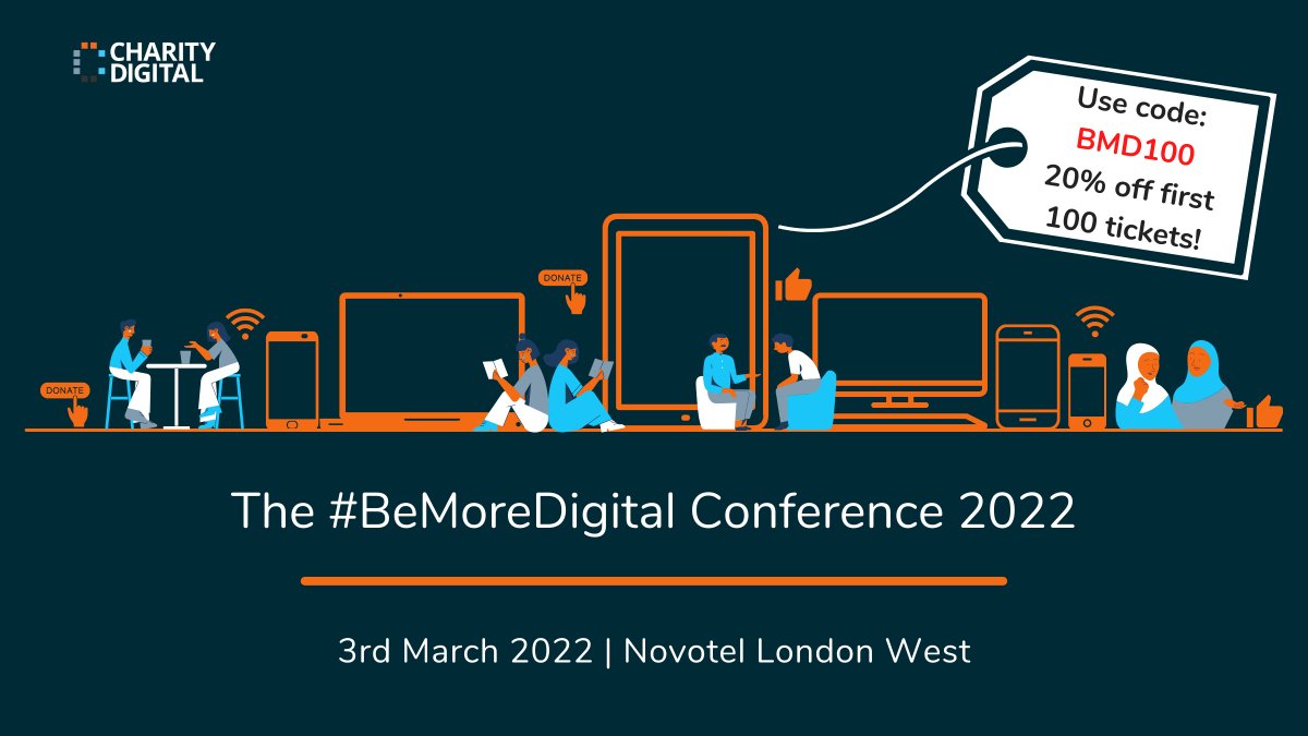 CharityDigiOrg's tweet photo. Tickets are here! You can now purchase yours for the #BeMoreDigital Conference 2022π Link: https://t.co/vtw21bahkl
Use code BMD100 to get 20% off! But hurry, the code is only valid on the first 100 tickets sold...πββοΈπ #CharityEvent
Secure your ticket now!
#CharityConference https://t.co/2ej7PzIVC8