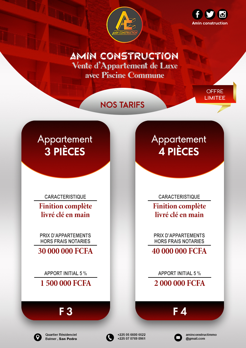 aminconstruct's tweet image. NOS NOUVEAUX TARIFS