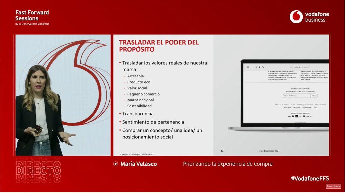 🗣️ “Es importante contar en nuestros productos cuál es nuestro propósito. Cuanto más involucremos al usuario en nuestra visión, más probabilidad habrá de que vuelva a comprar con nosotros” <a href="/VelascoGomezM/">Maria Velasco Gomez</a> en #VodafoneFFS

🔴 #ENDIRECTO 
👉🏻 bit.ly/3xy1kj8