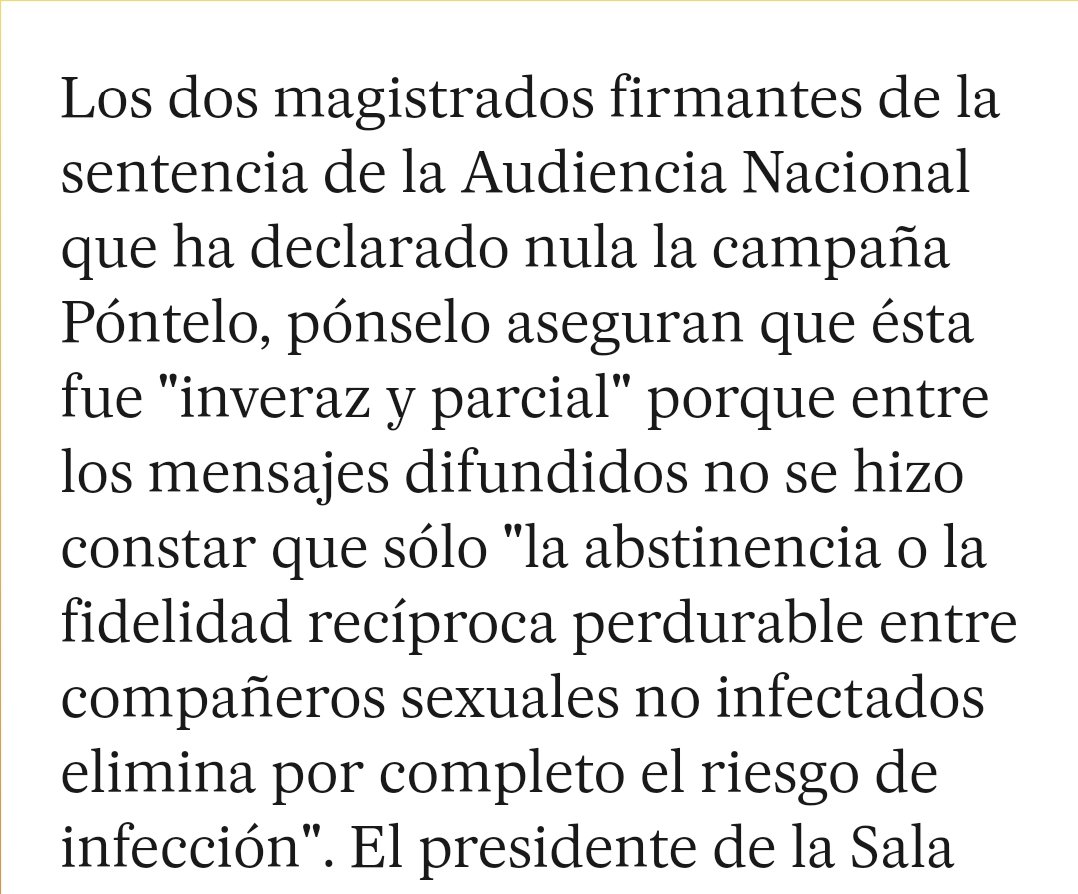 Madre mía la Audiencia Nacional anulando la campaña del 'Póntelo, pónselo' mientras 2/3 de los españoles la veían encantados. Hace 30 años
elpais.com/diario/1993/03…
