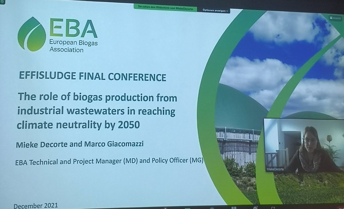 #EffiSludge final event. "The majority of potential #biogas from wastewaters is still to be tackled" by Mieke Decoerte <a href="/European_Biogas/">European Biogas EBA</a>