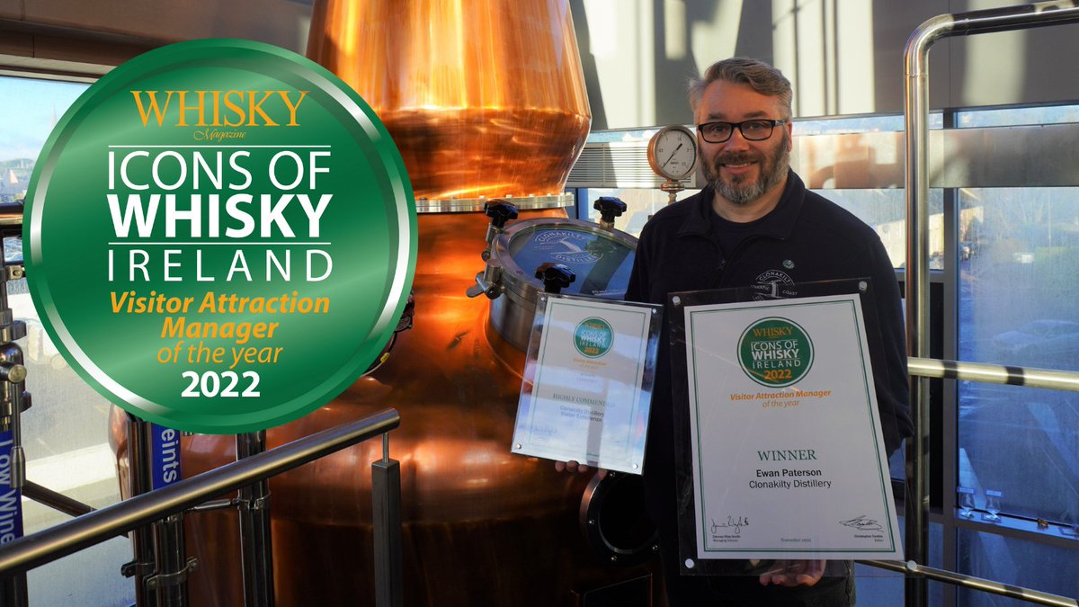 clondistillery's tweet photo. We are delighted to announce that our multi-talented, ever-knowledgeable, Visitor Experience Manager, Ewan Paterson, was awarded the honours of 'Visitor Attraction Manager of the Year' at last week's #IconsofWhiskyIreland Awards ๐
๐ฅ@Whisky_Magazine https://t.co/rLxtaWypWR