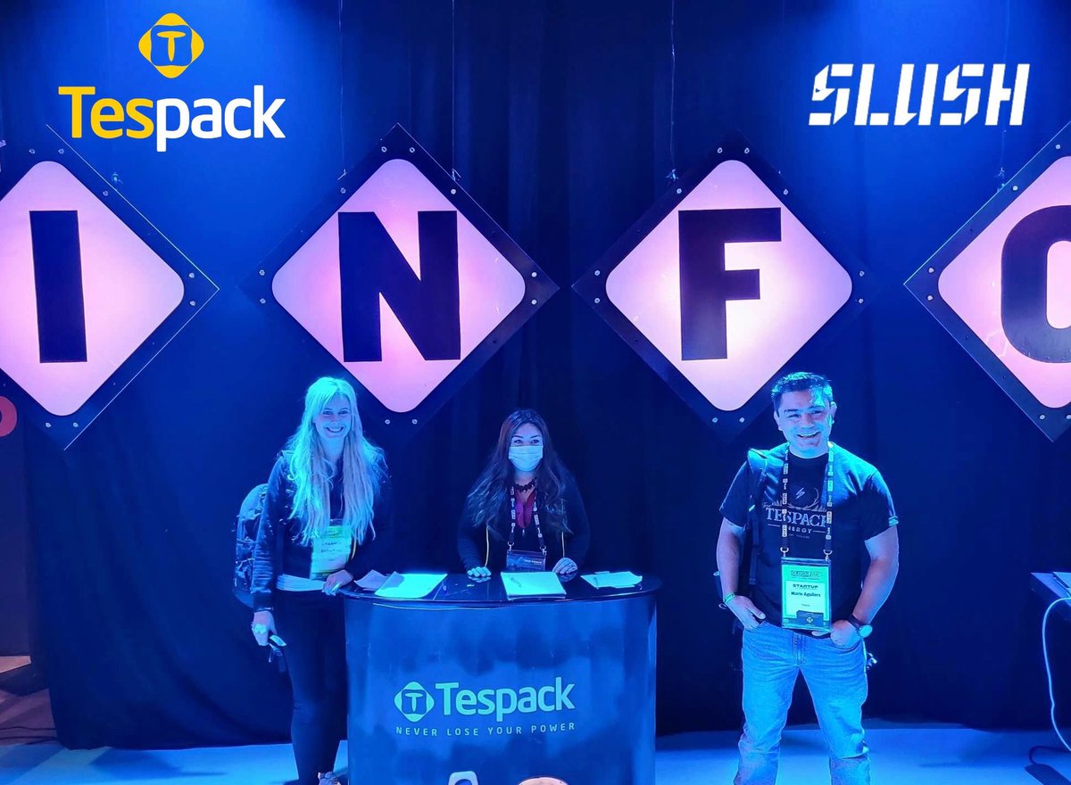 Tespack's tweet photo. 𝐓𝐄𝐒𝐏𝐀𝐂𝐊 𝐏𝐎𝐖𝐄𝐑𝐈𝐍𝐆 𝐀𝐓 𝐒𝐋𝐔𝐒𝐇⚡️
Today's the last day to meet our Energy Experts 
@AguileraMario, @CarittaSeppa and @YesiARobles
so join us at @Huawei Startup Awards at the Huawei booth for our presentation at 2:45pm🚀
Shout out to all 1100 @SlushHQ volunteers. https://t.co/JnyOlWOPjU