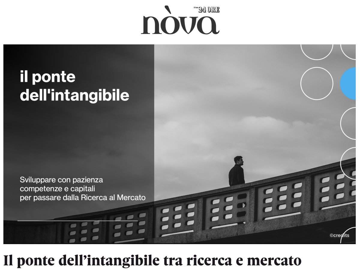 via <a href="/Nova24Tec/">Nova24</a> online nell'articolo "Il ponte dell'intangibile tra ricerca e mercato" il rapporto COTEC - <a href="/unioncamere/">Unioncamere</a> pubblicato in collaborazione con il Centro Studi #Tagliacarne.
Leggi l'articolo qui 💻 bit.ly/cotec_14