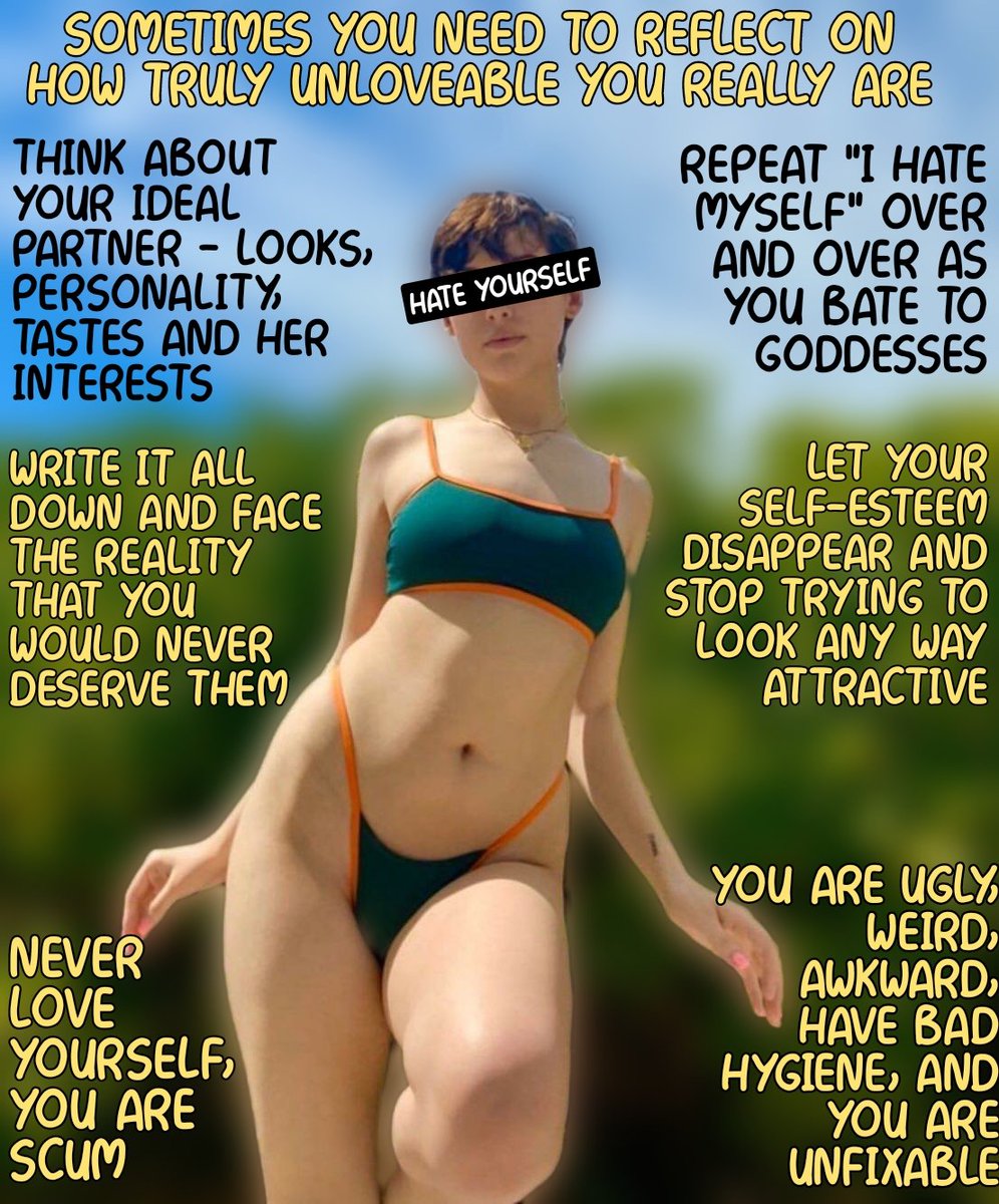 pornosexualiza1's tweet photo. I do. You should too. This won't just make porn better. It will make everything outside it that much worse.

Any time you leave the house, women see you and feel a mixture of disgust and pity.

Stop lying to yourself, and believe all the mean voices in your head 🥰 https://t.co/vIkgjJWr39