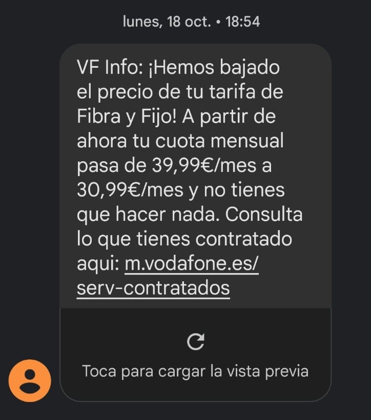 evadelas's tweet photo. Hola @vodafone_es llevamos años con vosotros y normalmente nos habéis mantenido la mensualidad. Llevamos meses pagando mucho más, intentamos llamar y no hay manera. Recibimos este mensaje y ahora nos decís que no nos lo podéis aplicar. Por favor, podéis atendernos? Gracias. https://t.co/Avw46f9aWa