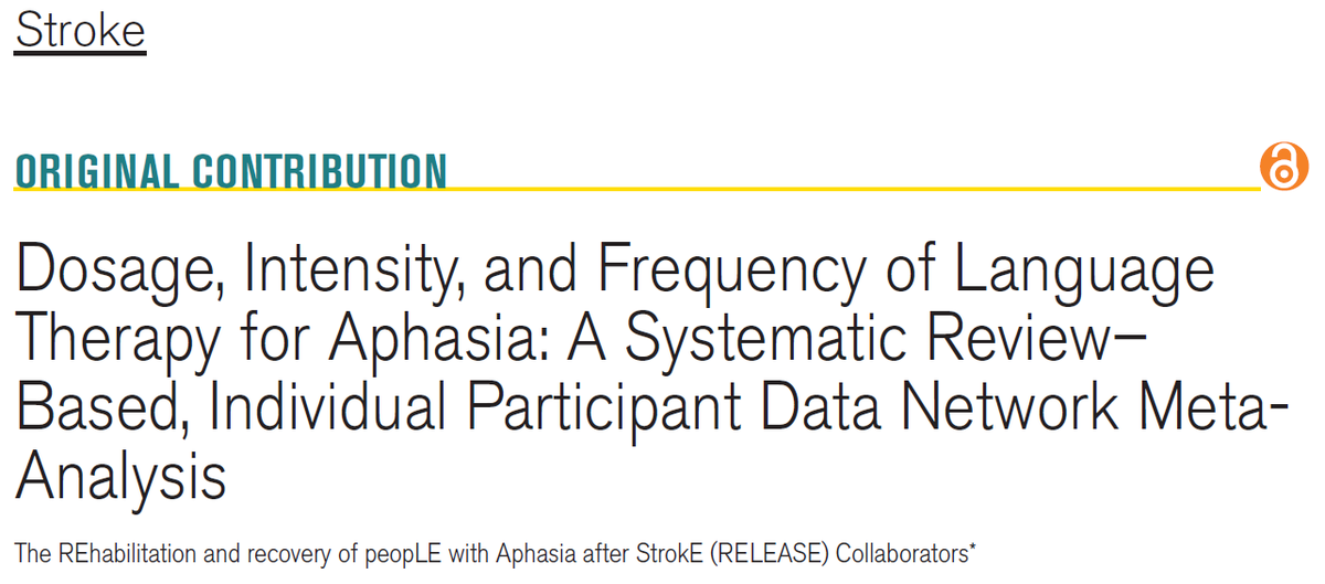 Not surprising perhaps, but more high-level meta-analysis-based evidence (from 959 people with aphasia) that we need to provide much higher doses of speech and language therapy if we want to make the lives of people with aphasia better. #RELEASE #asphasia tinyurl.com/bdenkk24