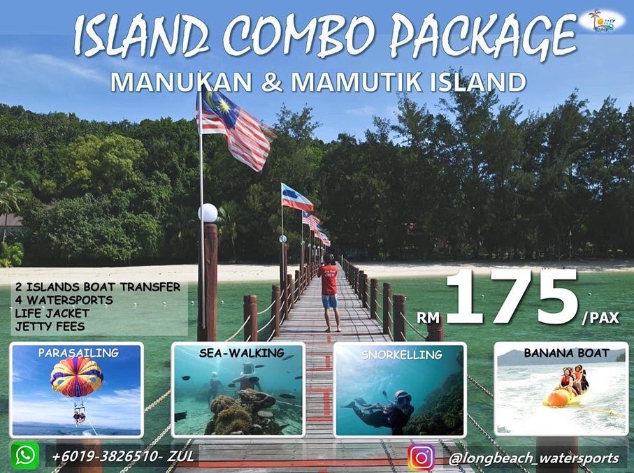 KKCity's tweet photo. Hi guys! Apply lah cuti cepat!!!

Sekarang ada PROMOTION!!!! 🤩🤩🤩

Package PULAU MANUKAN &amp; MAMUTIK 🏝️🏖️🛥️
Kota Kinabalu (DayTrip)

Fully vaccinated only 💉

📷 IG: @longbeach_watersports 
 
Info lanjut boleh klik link di bawah 👇🏻

https://t.co/0o9P52uSBQ https://t.co/OdU5Erx4xA
