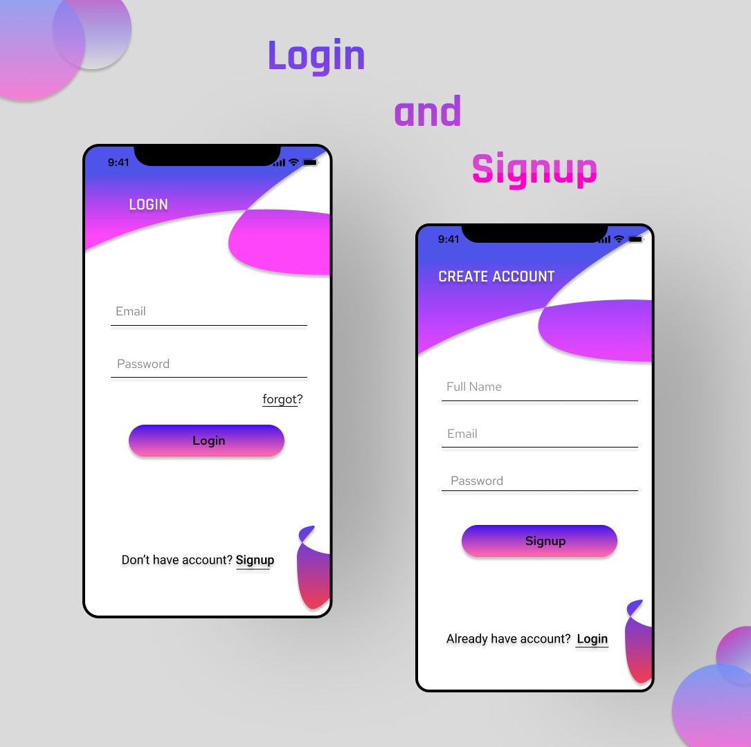 SP on Twitter: "Here is my first step to UI/UX design. Simple Login and  Signup page. 🙂 . . Login n Signup should be easy to understand and require  no thought from
