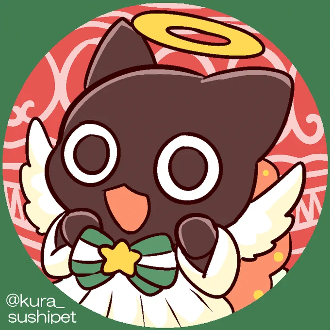 すしペットツイッターを見ているみんなに、 アイコン用画像をプレゼント!
今回は～、クリスマスなぐんかんにゃんこ!天使なんだね、かわいいね!
大事に使ってね～。 
