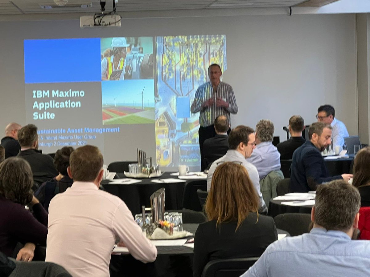 Vetasi's tweet photo. The UK and Ireland MUG event, LIVE in Edinburgh! 
What a great turnout!
Richard Barber opened today's session and welcomed all MUG members! Russell Bee, Lead Product Architect at IBM presenting all the exciting new featured in Maximo!
#ibmmaximo #MUG #Maximousergroup https://t.co/WMYwwEw0Ci