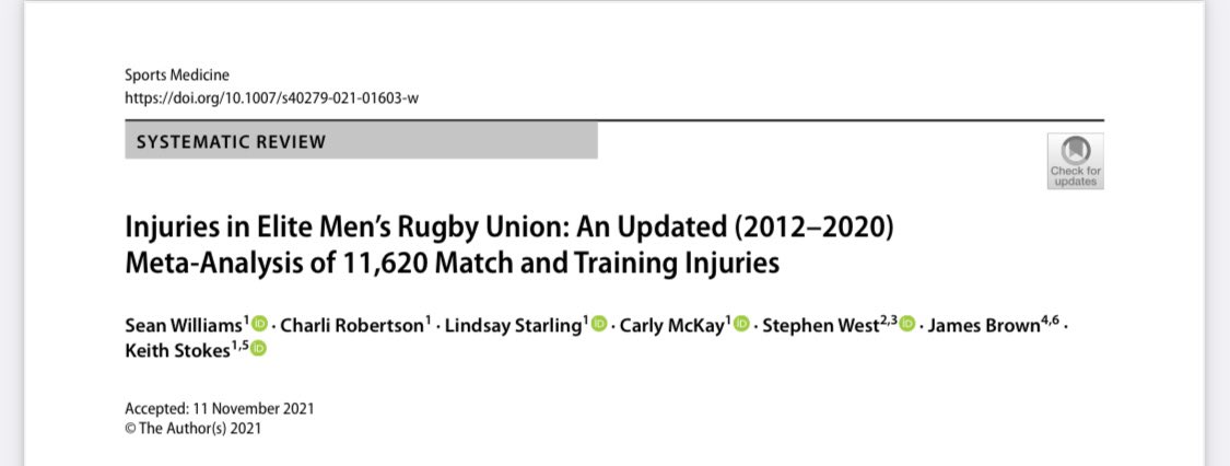 CHi2PS (@chi2psbath) on Twitter photo 🚨 PUBLICATION ALERT 🚨
<a href="/statman_sean/">Sean Williams</a> leads a <a href="/CHi2PSBath/">CHi2PS</a> team in publishing an update on his own 2013 meta-analysis 🏉
Open access:
bit.ly/3DcTlZT
Also, congratulations to #PhD student <a href="/CharliRobertson/">Charli Robertson PhD (She/Her)</a> for her first named contribution to an academic paper!🧠 🚨 PUBLICATION ALERT 🚨
<a href="/statman_sean/">Sean Williams</a> leads a <a href="/CHi2PSBath/">CHi2PS</a> team in publishing an update on his own 2013 meta-analysis 🏉
Open access:
bit.ly/3DcTlZT
Also, congratulations to #PhD student <a href="/CharliRobertson/">Charli Robertson PhD (She/Her)</a> for her first named contribution to an academic paper!🧠