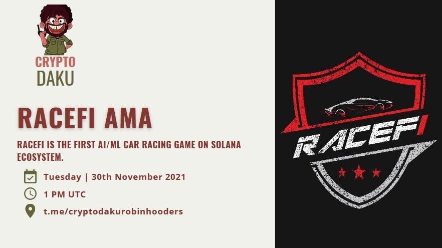 racefi_io's tweet photo. 💥AMA RECAP - Crypto Daku X RaceFi💥

On November 30th, John Lee had AMA with Crypto Daku on their official Telegram group.

This is a recap of the entire session, in case you missed it!!!

👉Read more: https://t.co/FeVFqq4T9t https://t.co/P09v3NJaBZ