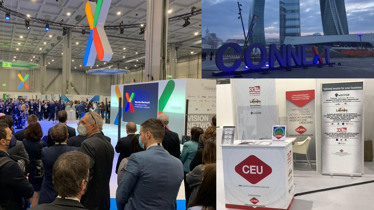 UCIMU's tweet photo. Anche #UCIMU è presente a #Connext, la 2a edizione del grande incontro di partenariato industriale organizzato da @confindustria, per presentare il nuovo #MarchioUCIMU #ESG e i più importanti appuntamenti fieristici dall'associazione nel 2022:
#MECFOR
@lamiera2022
@BIMU2022 https://t.co/9aODsml4gy