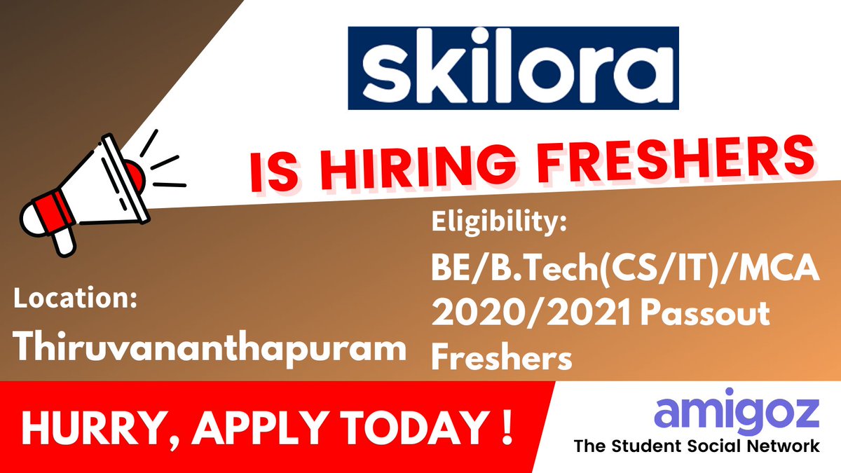amigozapp's tweet photo. Skilora Is Hiring BE/B.Tech/MCA 2022 Passout Freshers

Apply Here: https://t.co/pb9PGx1fNU
 #thestudentsocialnetwork https://t.co/DvCADRuJtG