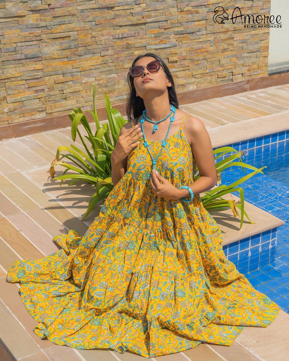 AmoreeIndia's tweet photo. Sunshine Yellow Long Tier Dress

Block printed in our signature Jaal, this sunshine yellow long tier dress is the perfect outfit for those special dates or the fun-filled vacay vibes.😍
Sizes available: XS/S, M/L, XL/XXL
Customization available
For queries, 📞: +91-7073732727 https://t.co/Q4o3ClfFAj