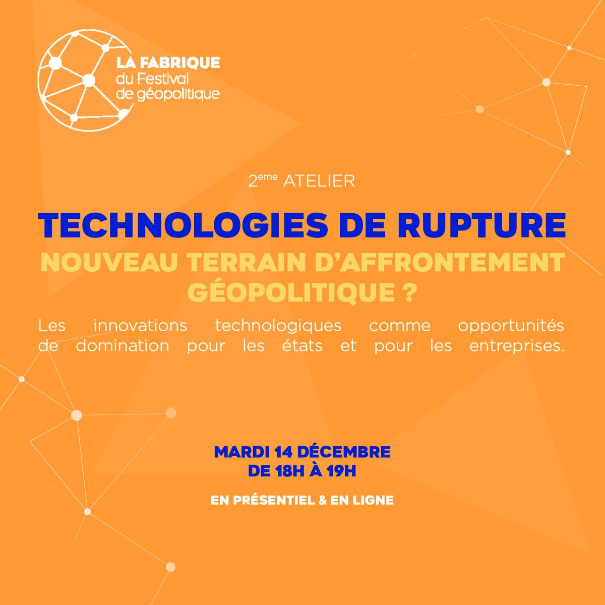 ❓Innovation technologique = puissance ?
 ❗ Retrouvons nous à <a href="/Grenoble_EM/">GEM - Alpine Business School</a>
ou en ligne pour en parler !
🗣 Interview de Mourad Chabbi par <a href="/JMHuissoud/">Huissoud Jean-Marc</a>.

Inscriptions : festivalgeopolitique.com
#technologies #geopolitique #innovation #event