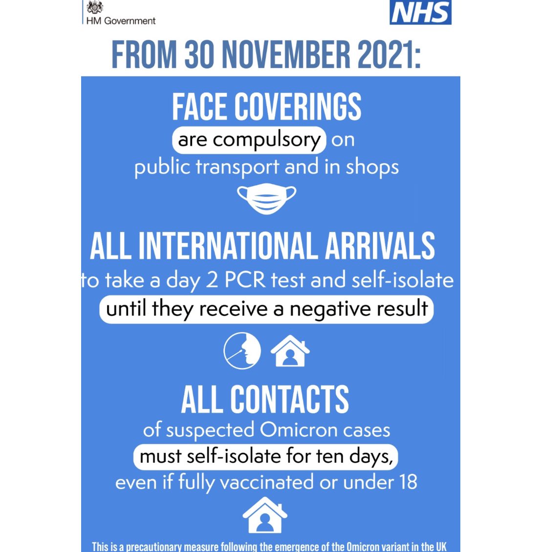 Please follow the government guidelines. Face masks to be worn in shops and transport unless exempt.