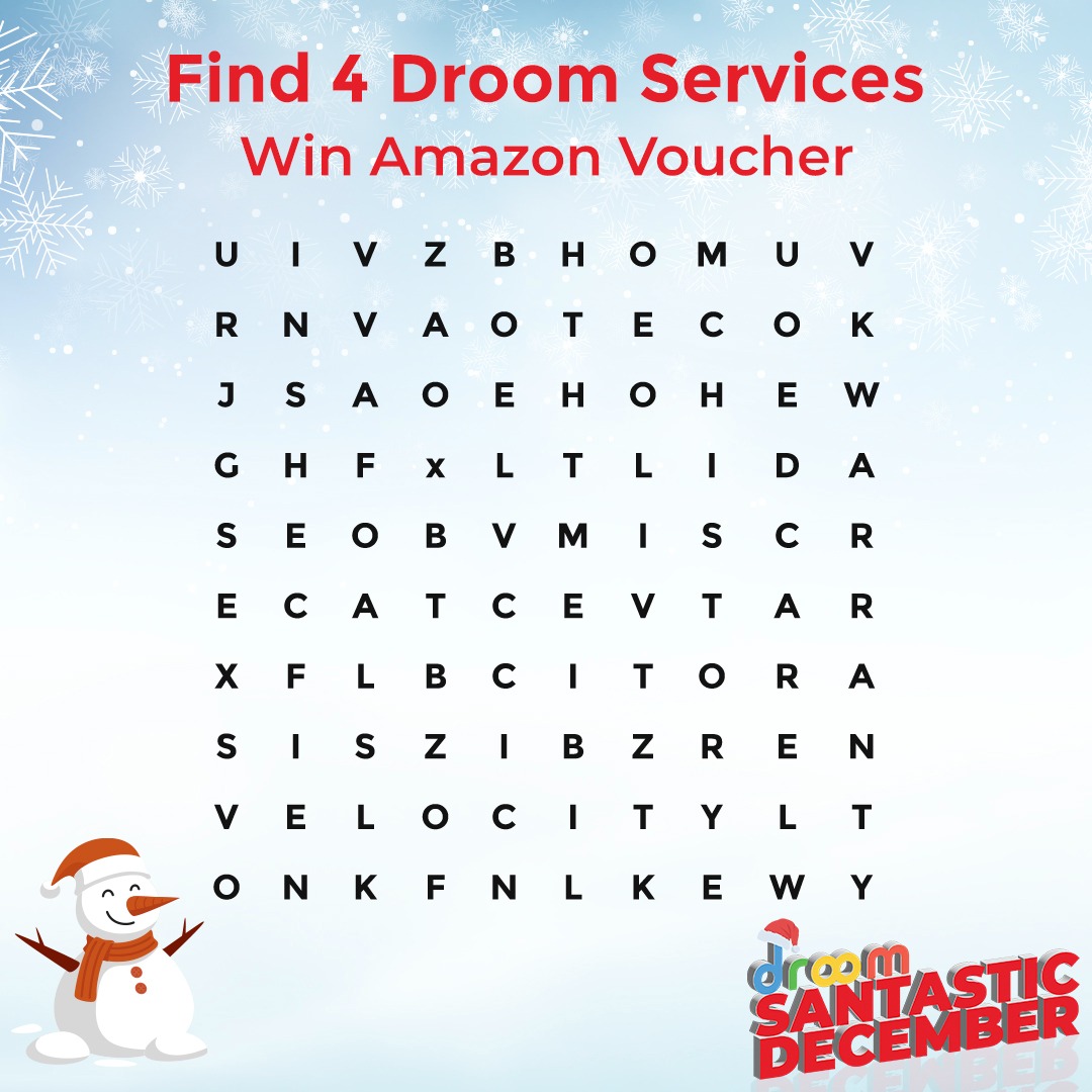 Hey You!!!! 👋👋👋👋
Here’s a big shout out for #DroomSantasticDecember 
Let’s play it cool!! The 1st #contest question is here. Answer &amp; win #amazonvoucher.  Don’t forget to use the hashtag to make a winning place for yourself. ☃️🎁❄️✨
T&amp;C: bit.ly/3phARmg
#ContestAlert