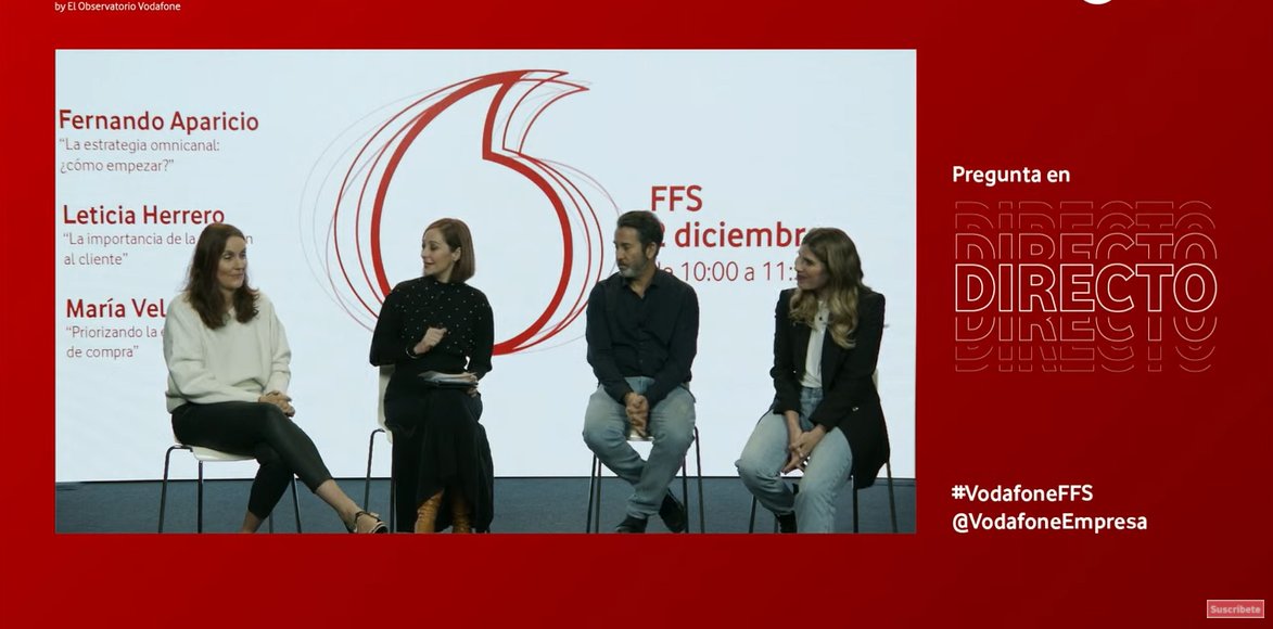 Aquí finaliza nuestro #VodafoneFFS de hoy. 

Gracias <a href="/favaras/">Fernando Aparicio</a>, <a href="/letihs/">Leticia Herrero</a> y <a href="/VelascoGomezM/">Maria Velasco Gomez</a> por compartir vuestros consejos y conocimientos para que #Pymes y #autónomos continúen creciendo  gracias a la mejora de la experiencia de compra de sus clientes.