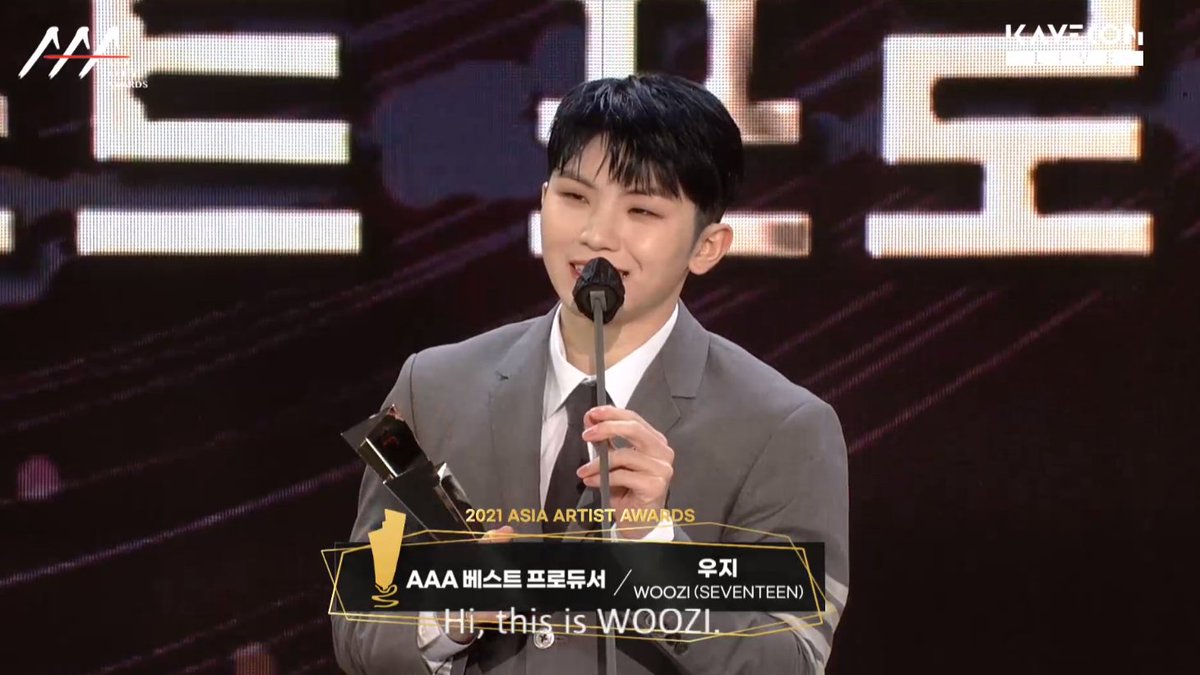 caratworld_ph's tweet photo. Congratulations SEVENTEEN Woozi for winning "Best Producer" at the 2021 Asia Artist Awards 

@pledis_17 #SEVENTEEN https://t.co/zjolBt59cw