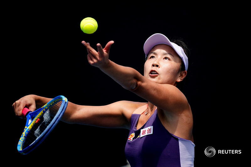 Reuters's tweet photo. The Women's Tennis Association announced the immediate suspension of all tournaments in China due to concerns about the well-being of Peng Shuai and the safety of other players https://t.co/RJomrayjTN 1/2 https://t.co/ZSAbQ2vUFZ