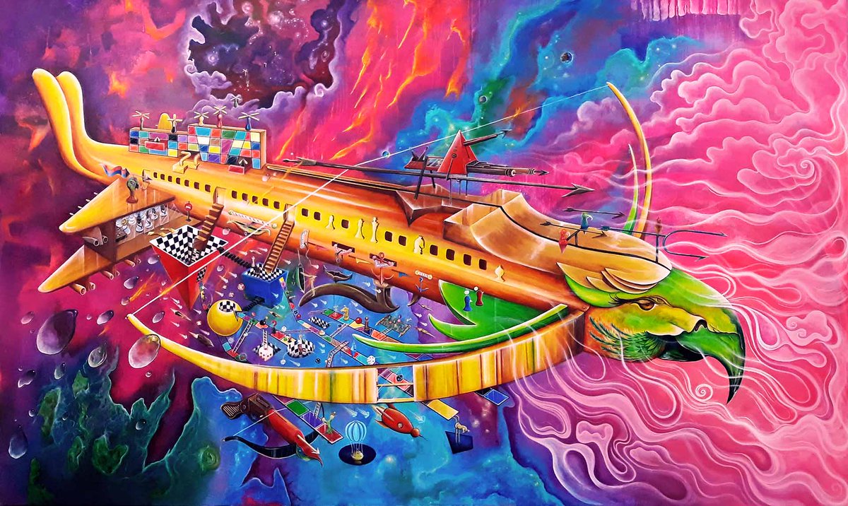 การผจญภัยที่ไม่รู้จุดหมายปลายทาง กับสายการบินพิศวงที่คงความงามด้วยสีสันและลายเส้น Adventure Airlines โดย สล่าวารินท์ ใจจรรย์ทึก tnc.art/artwork/78

#NFT #nftart #NFTartists #NFTcollectibles #nftcollector #NFTCommunity #OpenSeaNFT #NFTs