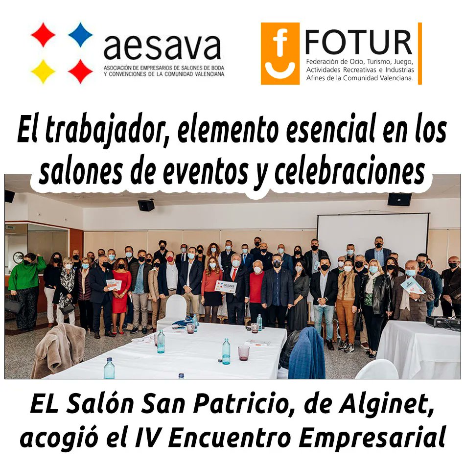 hosteleriaenvlc's tweet photo. EL TRABAJADOR, ELEMENTO ESENCIAL EN LOS SALONES DE EVENTOS Y CELEBRACIONES
https://t.co/Reymu4sEO0
@FoturValencia #Aesava #Fotur #FoturCv #FoturValencia #SalonesSanPatricio #Alginet #HosteleriaEnValencia #SalonesDeBodas #SalonesDeEventos #Eventos #Celebraciones #SectorEventos https://t.co/RXF0Q0m3Ix