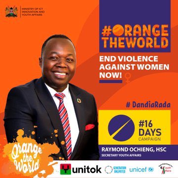 MakoriCaleb2's tweet photo. Worldwide, an estimated one in three women will experience physical or sexual abuse in her lifetime. Let's end this!!
#DandiaRada #OrangeTheWorld  #16Days  @mucheru  @UNICEFKenya @nadia_abdalla_ @Charles_Sunkuli @maniza_zaman @YunitokKenya https://t.co/gIuyYKJXxD https://t.co/wqO1a38xsI