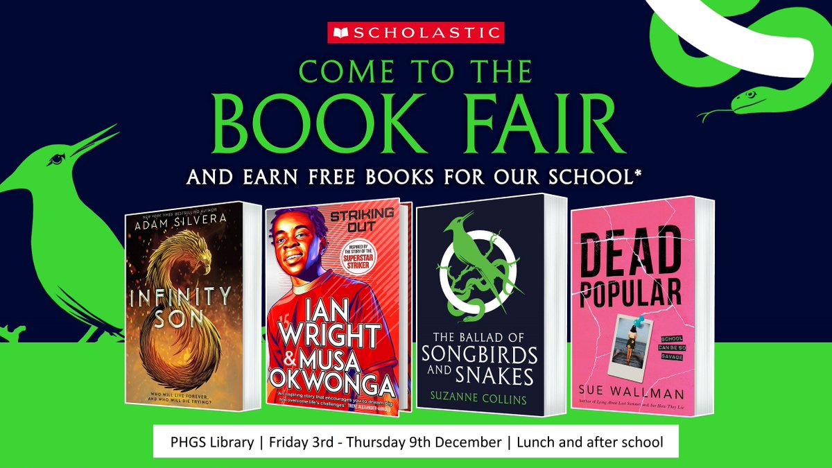 phgslibrary's tweet photo. Just one day to go until our Scholastic Book Fair arrives!

Which book(s) are you hoping to see on the shelves? 📚

PHGS students and staff can find out more here (inc. online payment info and raffle): https://t.co/jPON472MoL https://t.co/T0J02h6Oxi
