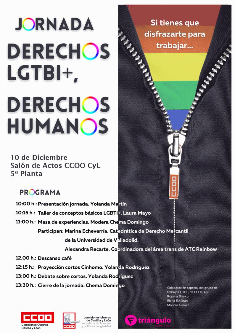 FestivalCINHOMO's tweet photo. Atentos porque @CCOOCyL realizará unas jornadas el próximo día 10 de diciembre sobre DERECHOS LGBTI+, DERECHOS HUMANOS en Valladolid. 
Os dejamos por aquí el programa para que le echéis un vistazo.
¿Te lo vas a perder? Apúntate la fecha!! https://t.co/Hgo9fIleqn