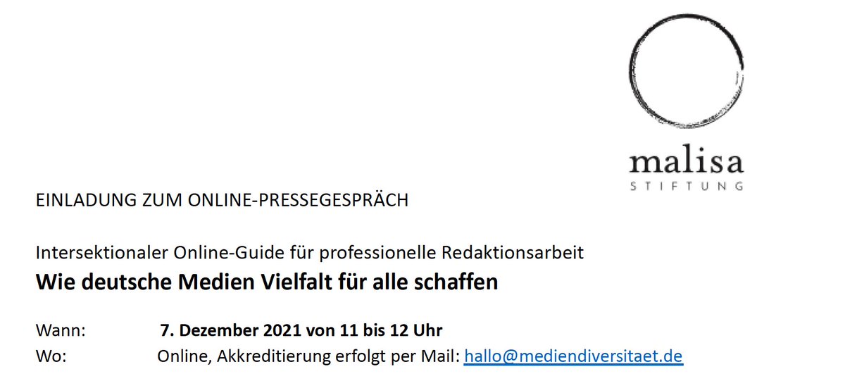 malisastiftung's tweet photo. Zusammen mit @leidmedien, @lsvd, @malisastiftung, @quote_pro & @GermanyQms haben @NDMedienmacher Hilfestellungen & Empfehlungen für Diversität i.d. Medien erarbeitet. Veröffentlichung des intersektionalen #DiversityGuide „Wie deutsche Medien Vielfalt für alle schaffen“: 7.12.!B https://t.co/20mUexBLvy