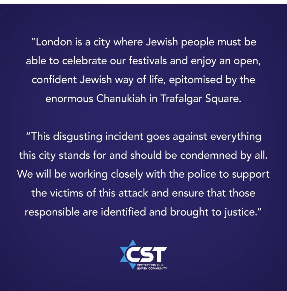 I didn’t think it was possible to feel more upset angry hurt marginalised & let down by my arts community in complicit silence of Jew hate. BUT its gone up another level with the #OxfordStreet attack. Thankyou dear allies who have ❤️- to those Progressives who haven’t -why not?
