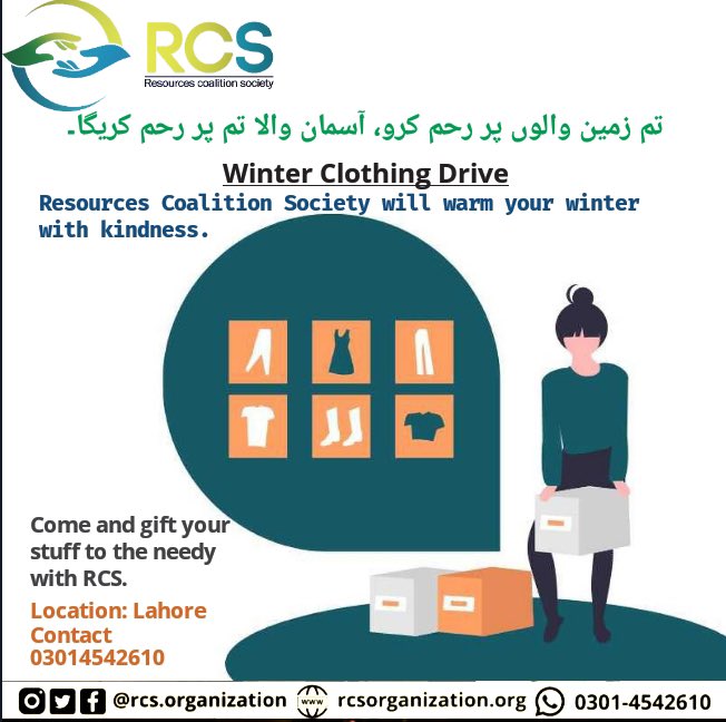 RcsOrganization's tweet photo. “Kindness is the language that a blind can see and a deaf can hear.”
Let’s stand together and warm someone's winter who can't afford.
Be the reason of someone's smile.
#resourcescoalitionsociety #winterclothesdrive #rcs #communitywork #helpforpeople #needsupport #cloths https://t.co/zPGk5FlKF2