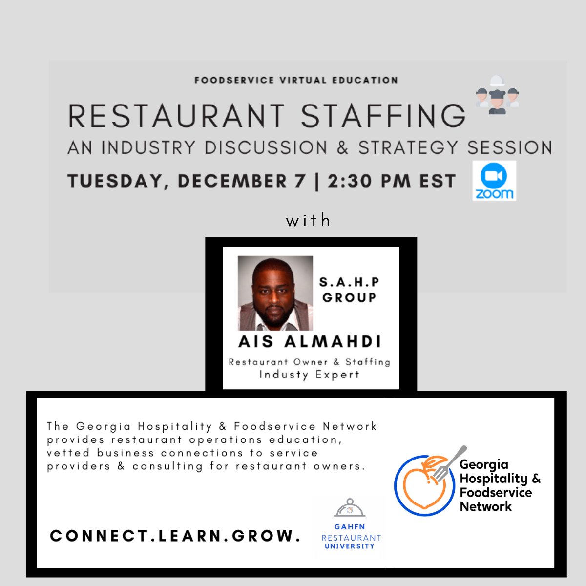 aroundthepeach's tweet photo. Join @gahfngusa next Tuesday at 2:30 PM EST on zoom for a discussion &amp; strategy session on restaurant staffing.

Event target audience: restaurant owners

Register here: https://t.co/0cu3hc5KGs
#restaurants #gahfn #staffingsolutions https://t.co/C9TYmCdDOB