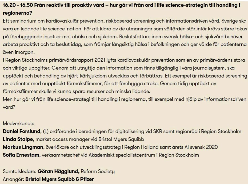 LStalpe's tweet photo. Missa inte vårt seminarium den 6 dec kl 16.20 i @folkhalsodalen
Från reaktiv till proaktiv vård med hjälp av riskbaserad screening och informationsdriven vård @markus_lingman @digitaldaniel @SofiaErnestam Anmäl dig här https://t.co/igXO9PG1IG https://t.co/n49gN2KkhQ
