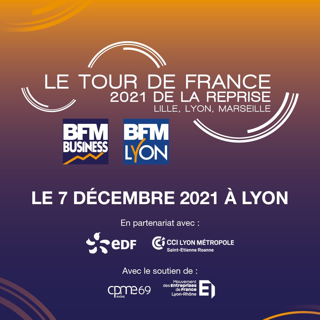 Dans le cadre du Tour de France de la reprise <a href="/bfmbusiness/">BFM Business</a> le 07/12 à #Lyon, je participerai à la table ronde « Lyon et sa région : la transition énergétique au cœur des enjeux d’un territoire dynamique et diversifié ». Infos et inscription ici tourdefrancedelareprise-lyon.fr