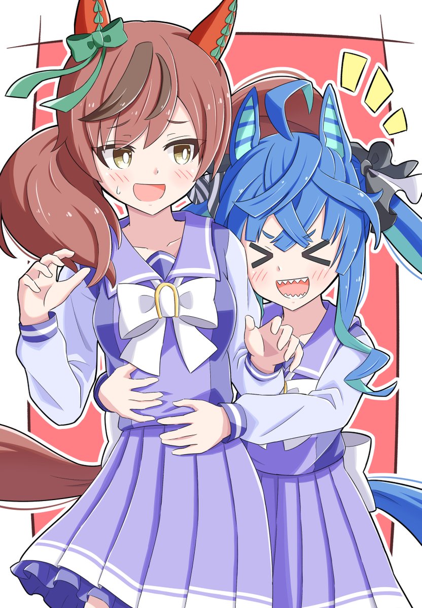 ナイスネイチャ(ウマ娘) ,ツインターボ(ウマ娘) 「なかよし・ターボネイチャ
#ウマ娘  #ツインターボ #ナイスネイチャ 」|糖士郎のイラスト