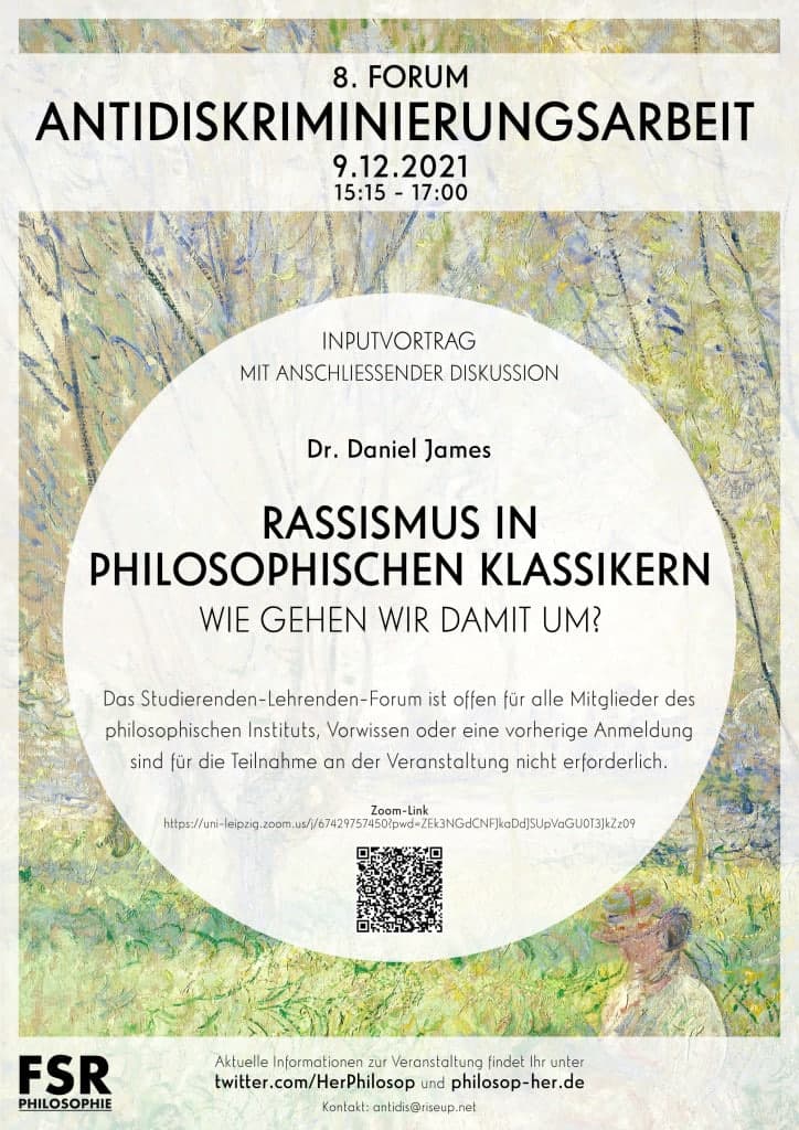 Nächste Woche findet wieder unser Studierenden-Lehrenden-Forum statt. Wir freuen uns Dr. Daniel James als Referenten begrüßen zu dürfen und mit ihm und Euch zusammen über dieses wichtige Thema diskutieren zu können!