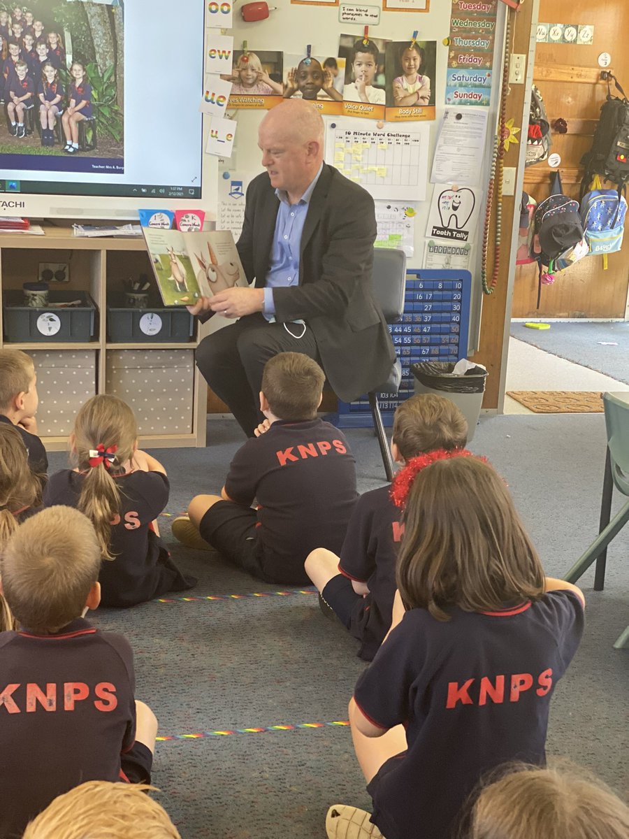 mccallumtp's tweet photo. At Kurrajong North PS today, I was given the privilege of reading ‘Thelma the Unicorn’ to Year K-1B! Such excitement. Could be just the Christmas gift! Thanks to Principal Adrian Davies for hosting DEL, Chantal Mamo and me. @LeanneNixon https://t.co/Q8lehVcnWE