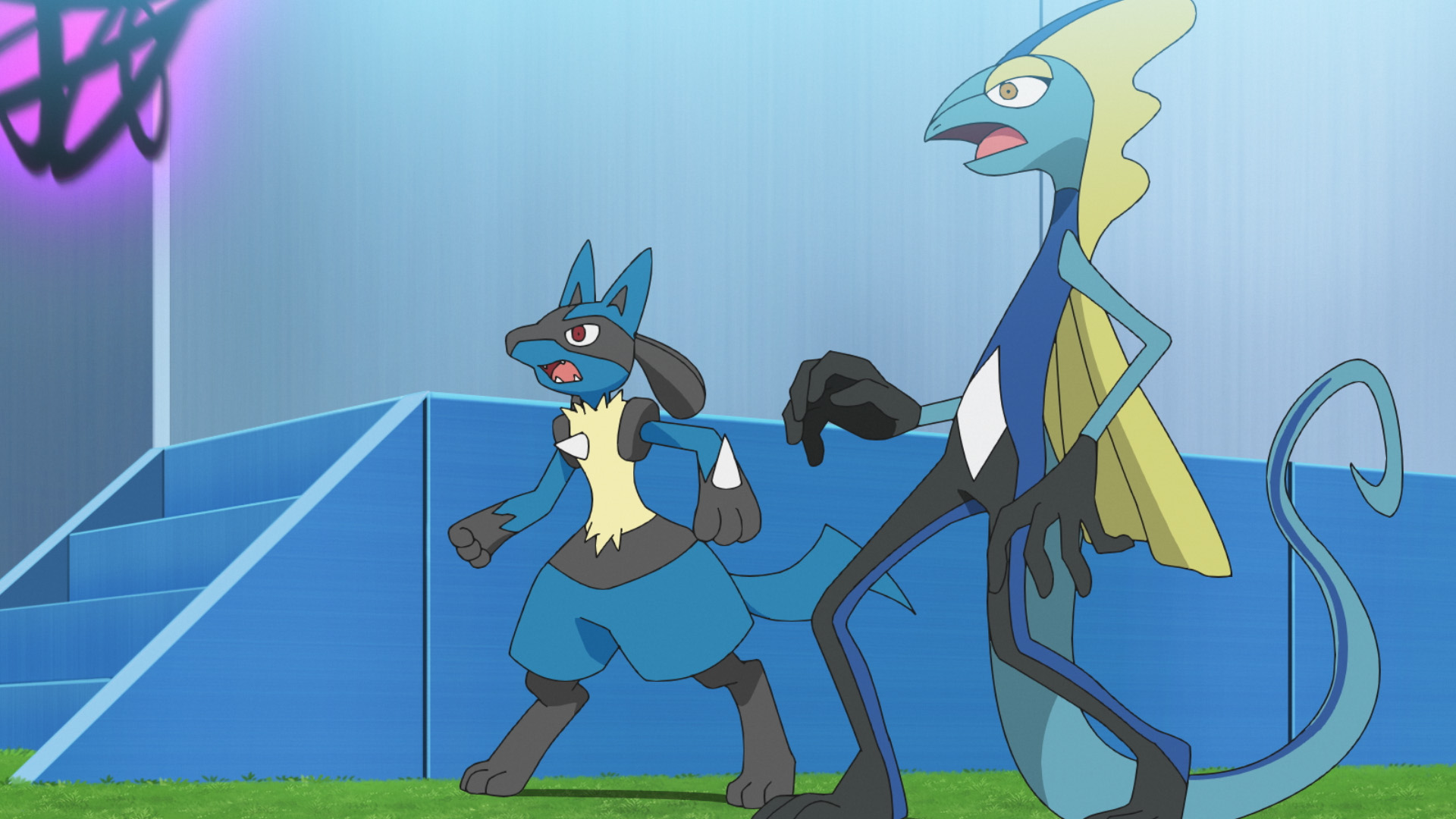 アニメ ポケットモンスター 公式 アニポケ 第話 ディアルガ パルキア 時空大異変 いつもの感じと違う かなり悪そうでキレッキレのロケット団 ニャース の攻撃で サトシの ルカリオ と ゴウの インテレオン がピンチ 本日よる6時55