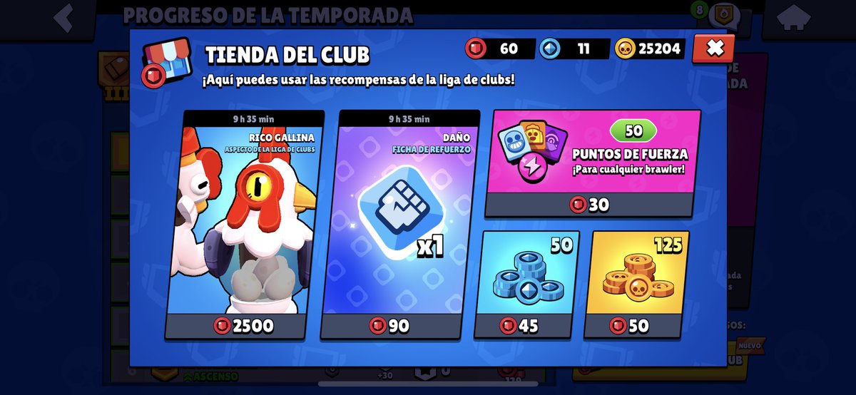 Con 90 puntos por semanas.. para llegar a 2500 de la Skin..
Hasta finales de 2023 RIP😑