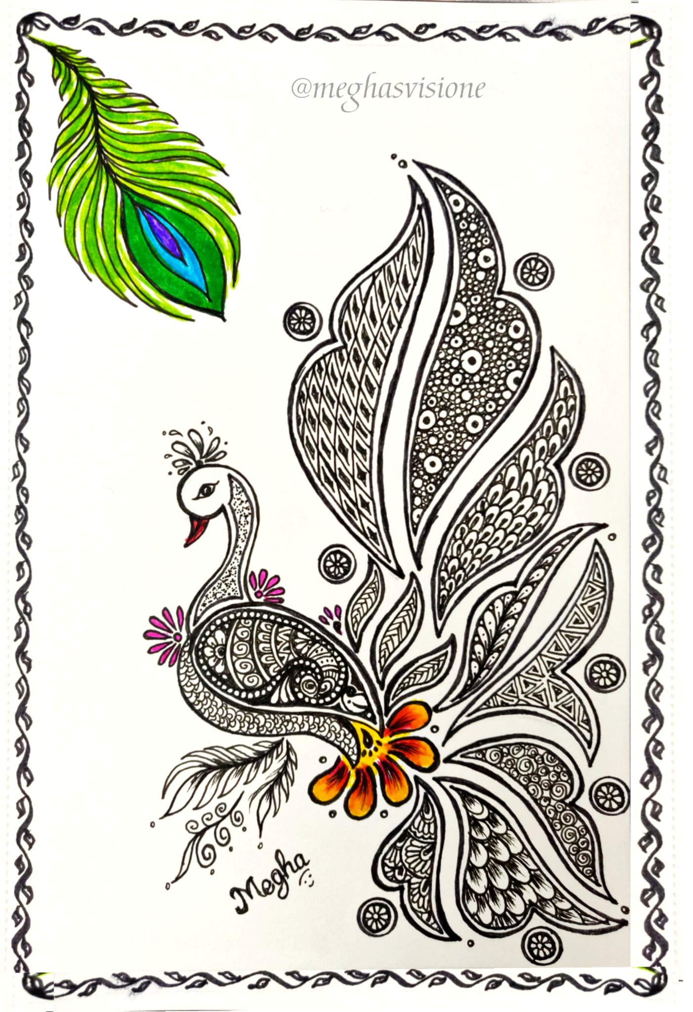 Peacock Drawing by Sanjana Khan  Fine Art America