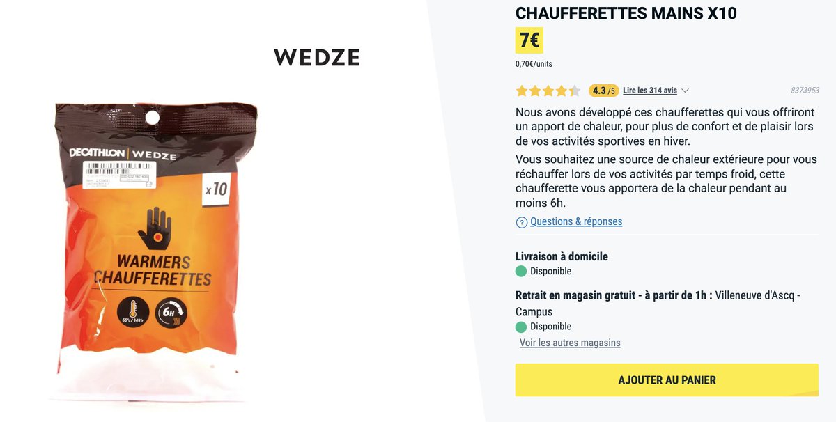 chaufferette decathlon