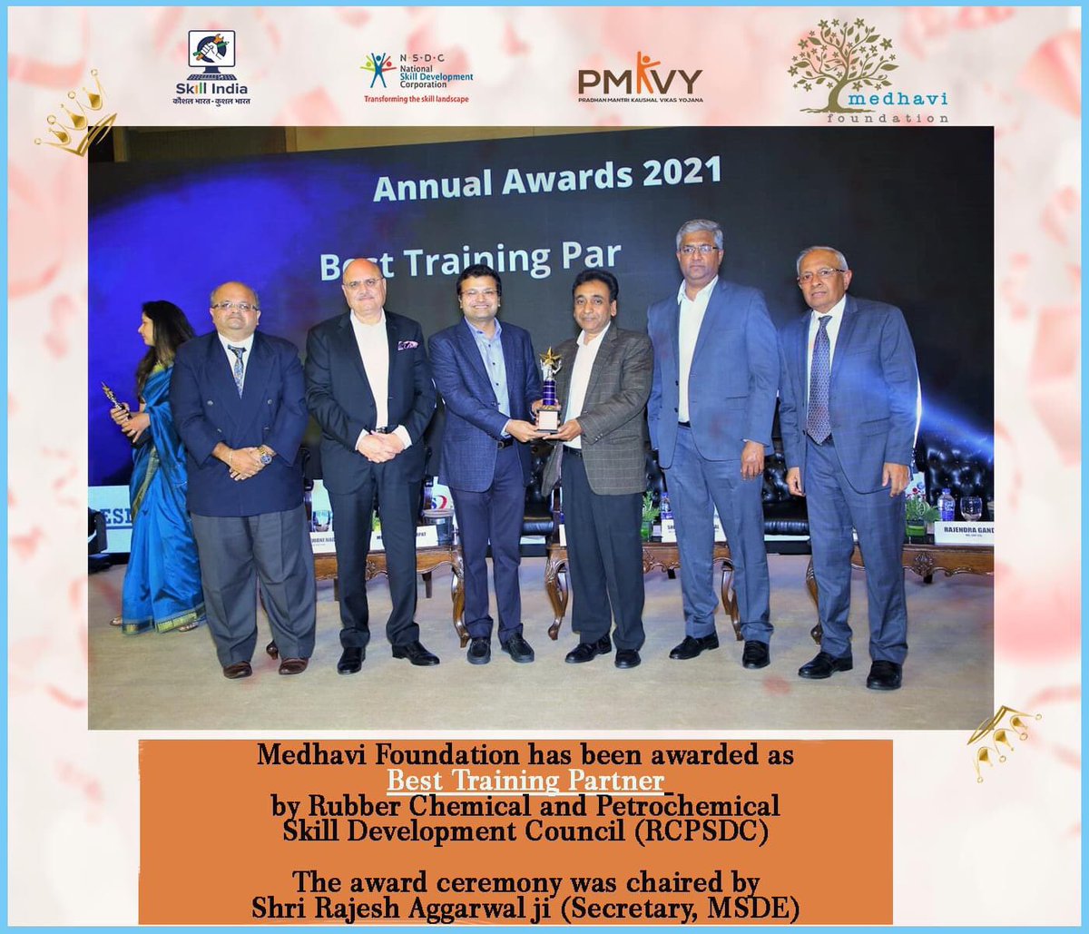 medhaviskills's tweet photo. We are happy to announce that we have been awarded as
BEST TRAINING PARTNER by Rubber Chemical and Petrochemical
Skill Development Council (RCPSDC).
#rcpsdcawards
#SkillIndia #NSDC #PMKVY #Skills #RCPSDC #InjectionMoulding #Awards #SkillTrainingProgram #India https://t.co/Z81lTTZBqH