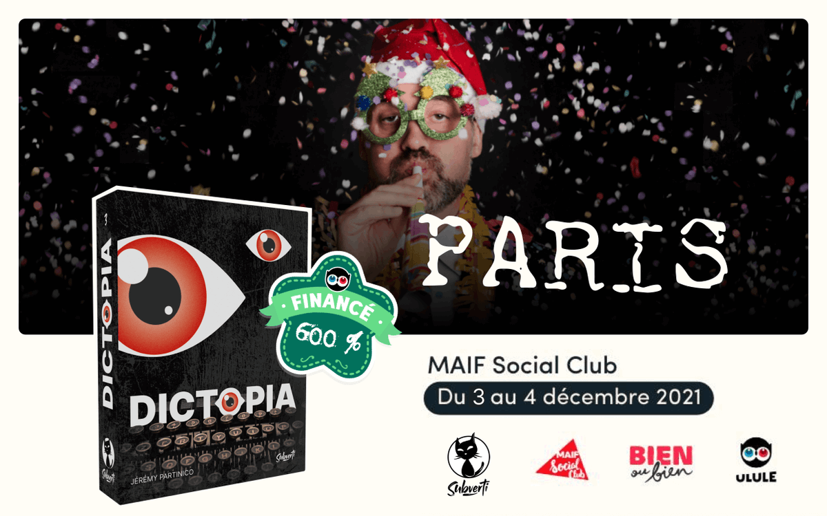 SubvertiGames's tweet photo. [J - 6] RDV à Paris les 3 et 4 décembre !
https://t.co/6SWStQSjzd

#dictopia #paris #ulule #maifsocialclub #marchedenoel https://t.co/wFgh6IYtCy