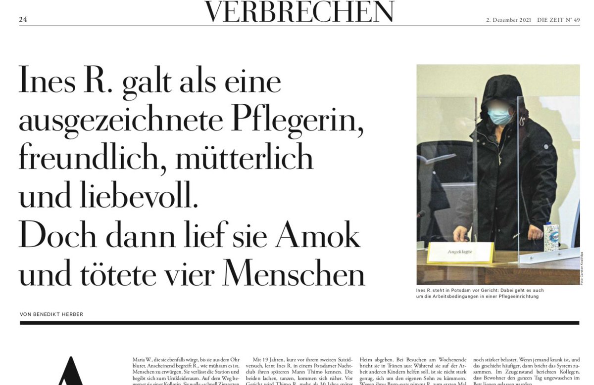 BenediktHerber's tweet photo. Für die @DIEZEIT habe ich den Prozess zu den Morden im #Oberlinhaus begleitet. #InesR hat vier ihrer Schutzbefohlenen erstochen. Warum? Noch immer sind alle Beteiligten ratlos. Über die schwierige Suche nach Erklärungen für das Unerklärliche. #zeitverbrechen https://t.co/RSVZpBQ4op
